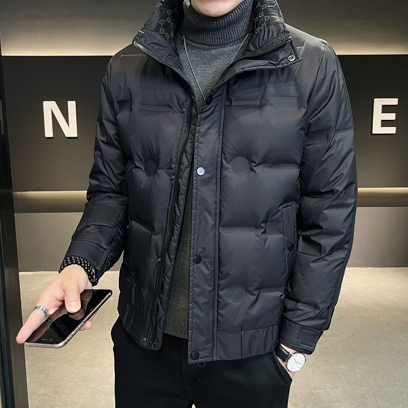 波司澄男士羽绒服2023年新款轻薄加厚短款立领压花冬装潮牌帅气冬