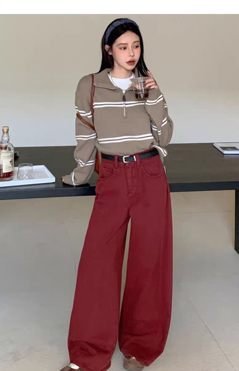 2024年冬季阔腿牛仔裤高个子宽松慵懒直筒拖地裤休闲裤