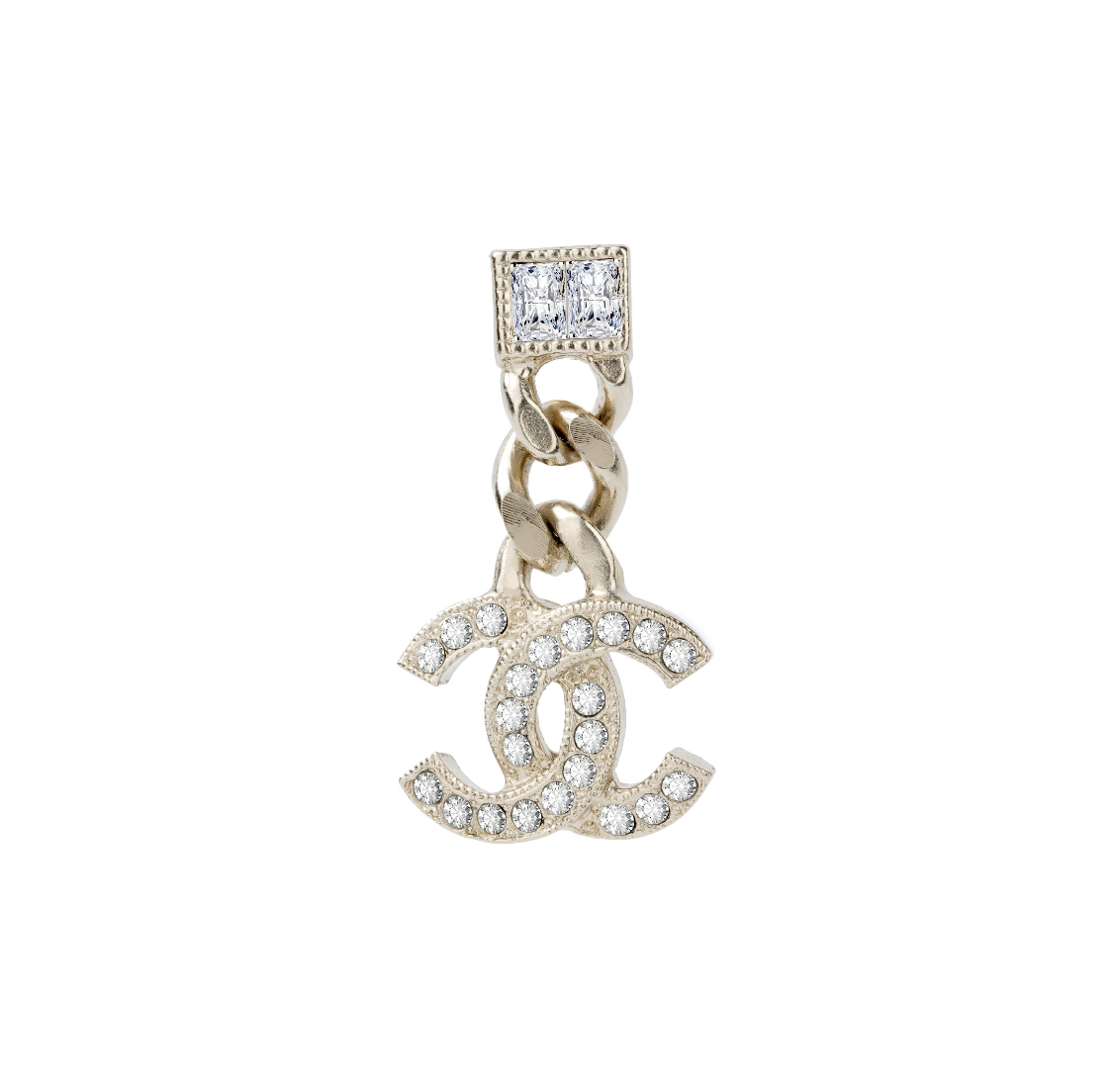 99新 Chanel/香奈儿 金色方钻链条耳坠/xm21233