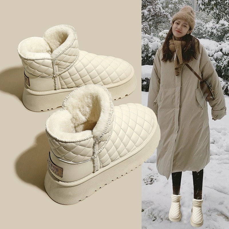 厚底雪地靴女鞋子冬季加绒加厚2023新款爆款女靴白色短靴厚底棉鞋