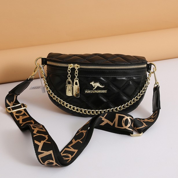 包包女2025新款胸包单肩斜挎包百搭菱格宽带软皮时尚链条女士小包