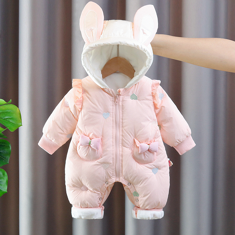衣服冬季棉服宝宝冬装外出百天冬天连体衣哈衣加厚外出服保暖