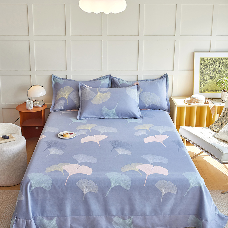 亲肤防滑全棉磨毛印花加厚学生宿舍单人双人斜纹床单枕套三件套