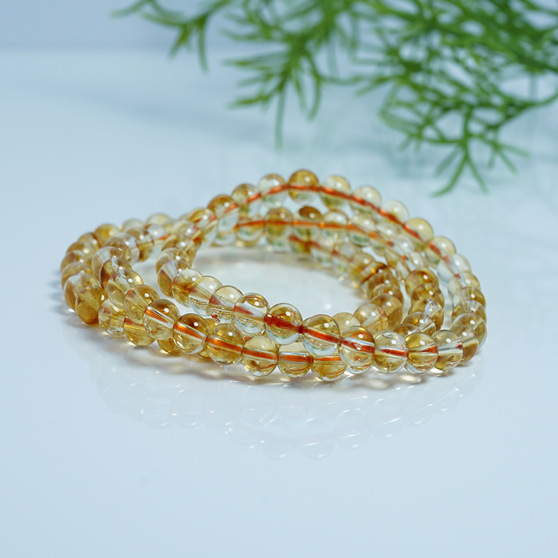 【书记甄选】天然暴力黄单圈手链 多样性发一件6mm+XL1284