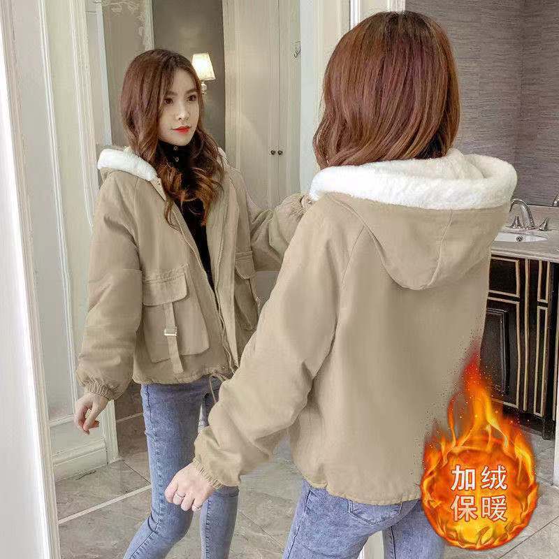 时尚羽绒服加厚外套女潮秋冬2023新款韩版宽松连帽加绒保暖羽绒棉