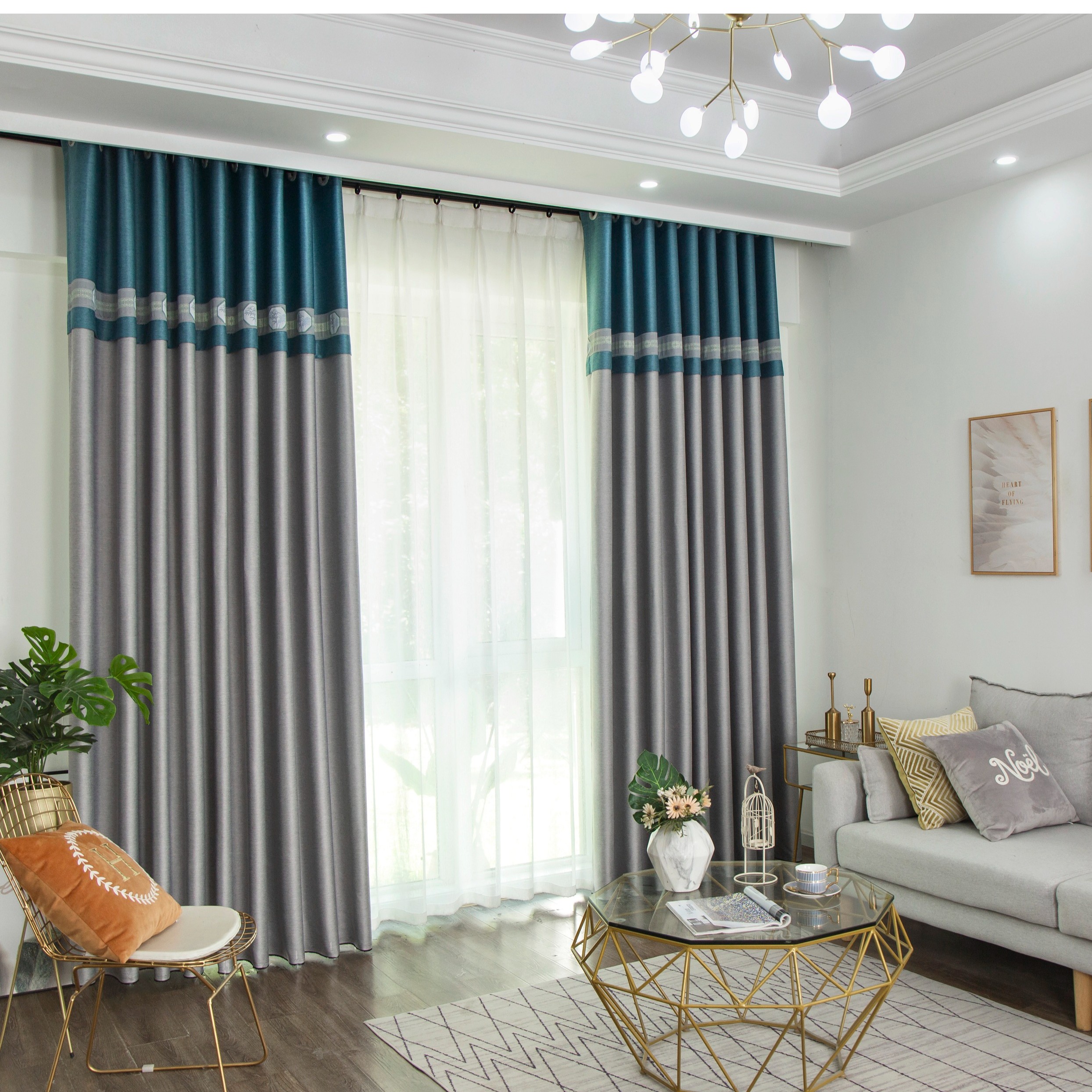窗帘拼接中式遮光大气降噪客厅卧室书房定制窗帘飘窗防晒窗帘
