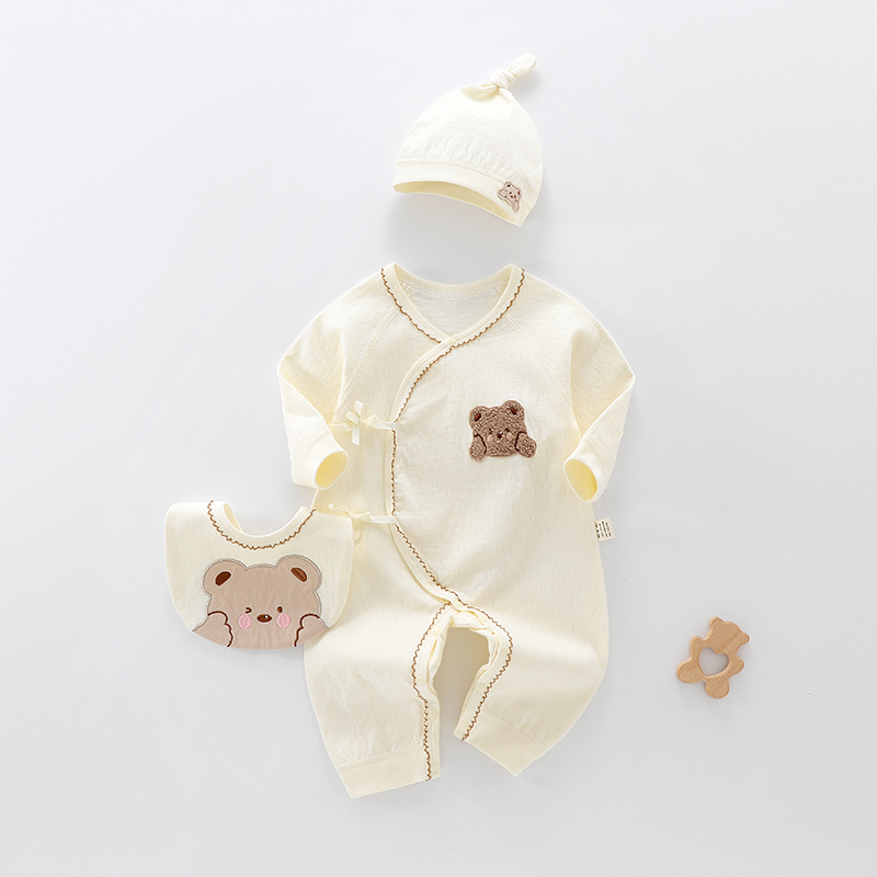 （新生儿）萌萌熊崽  宝宝纯棉四季连体蝴蝶衣 清新可爱款