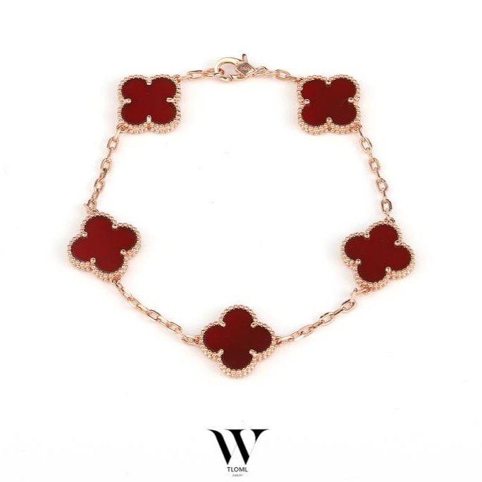 S925银玛瑙小草红色手链HTZ0156