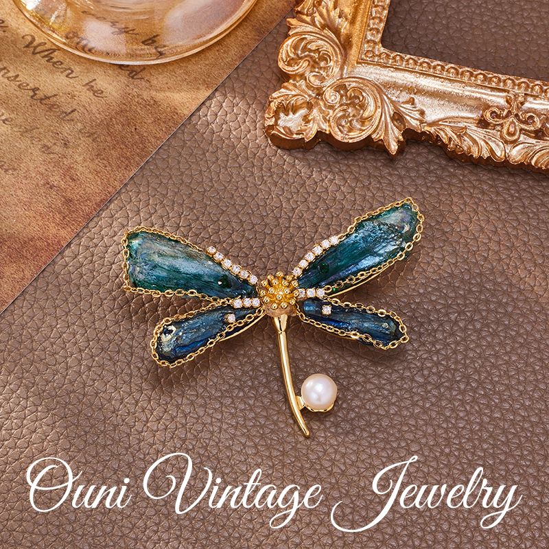 欧【梦幻蜻蜓】奥兰多田野系列 淡水珍珠胸针N1065