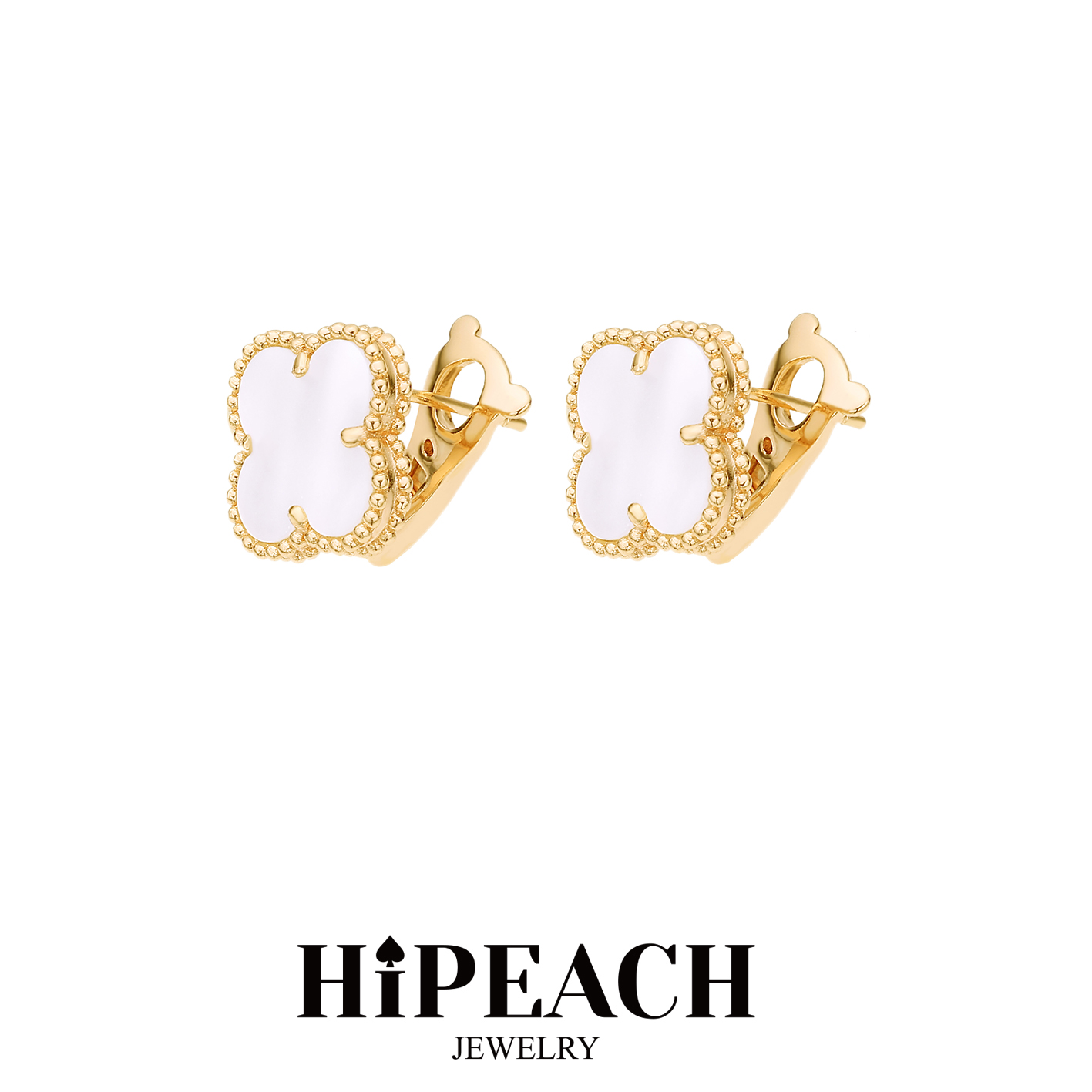 贝壳小草白色耳钉HTZ0183