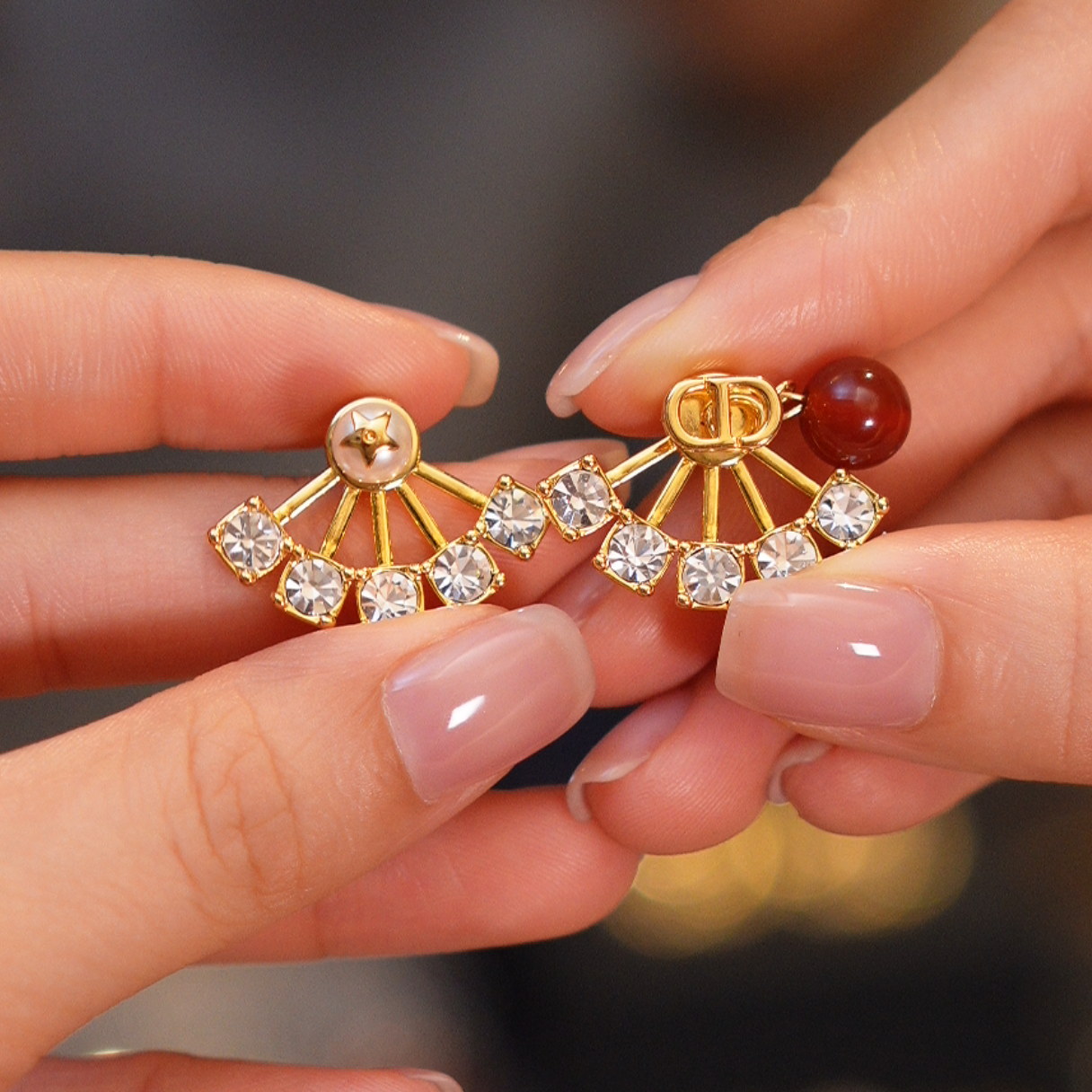 玛瑙时尚扇子耳钉HTYB0041预