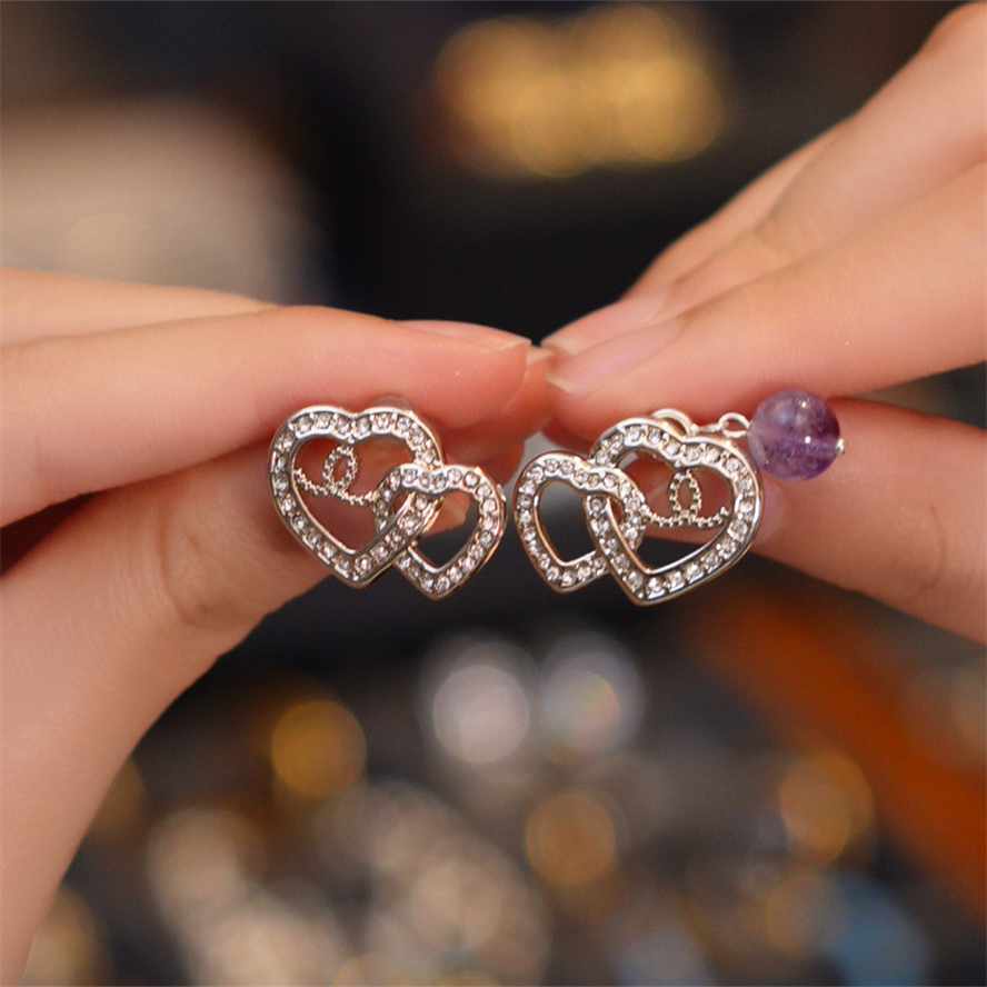 水晶韩系爱心耳钉HTDNX073