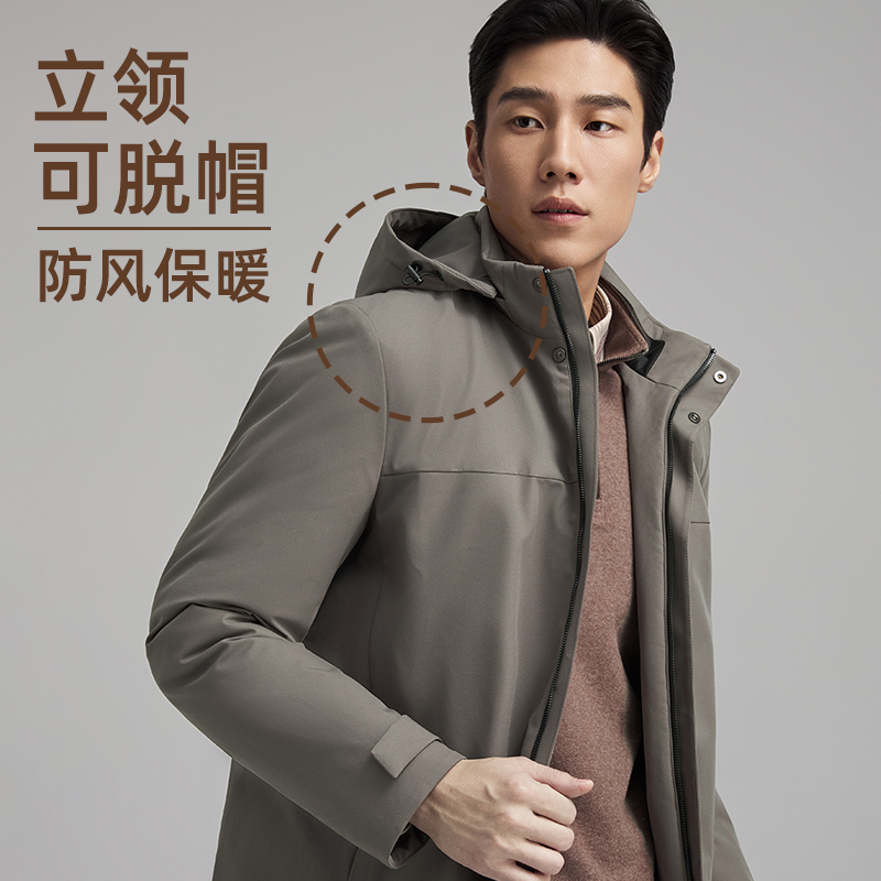 【厚充90白鹅绒+立领可脱帽】雅戈尔秋冬加厚保暖夹克羽绒服419889