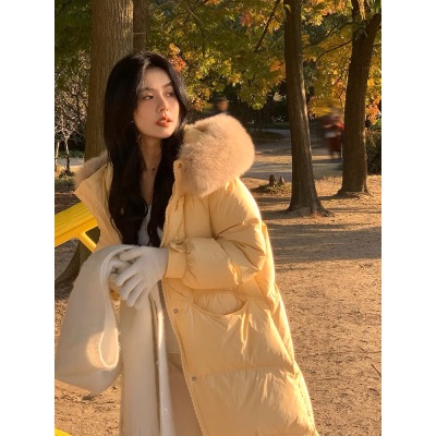 MM明摩羽绒服女2023年女款新款中长款高级感炸街加厚韩版冬季长款