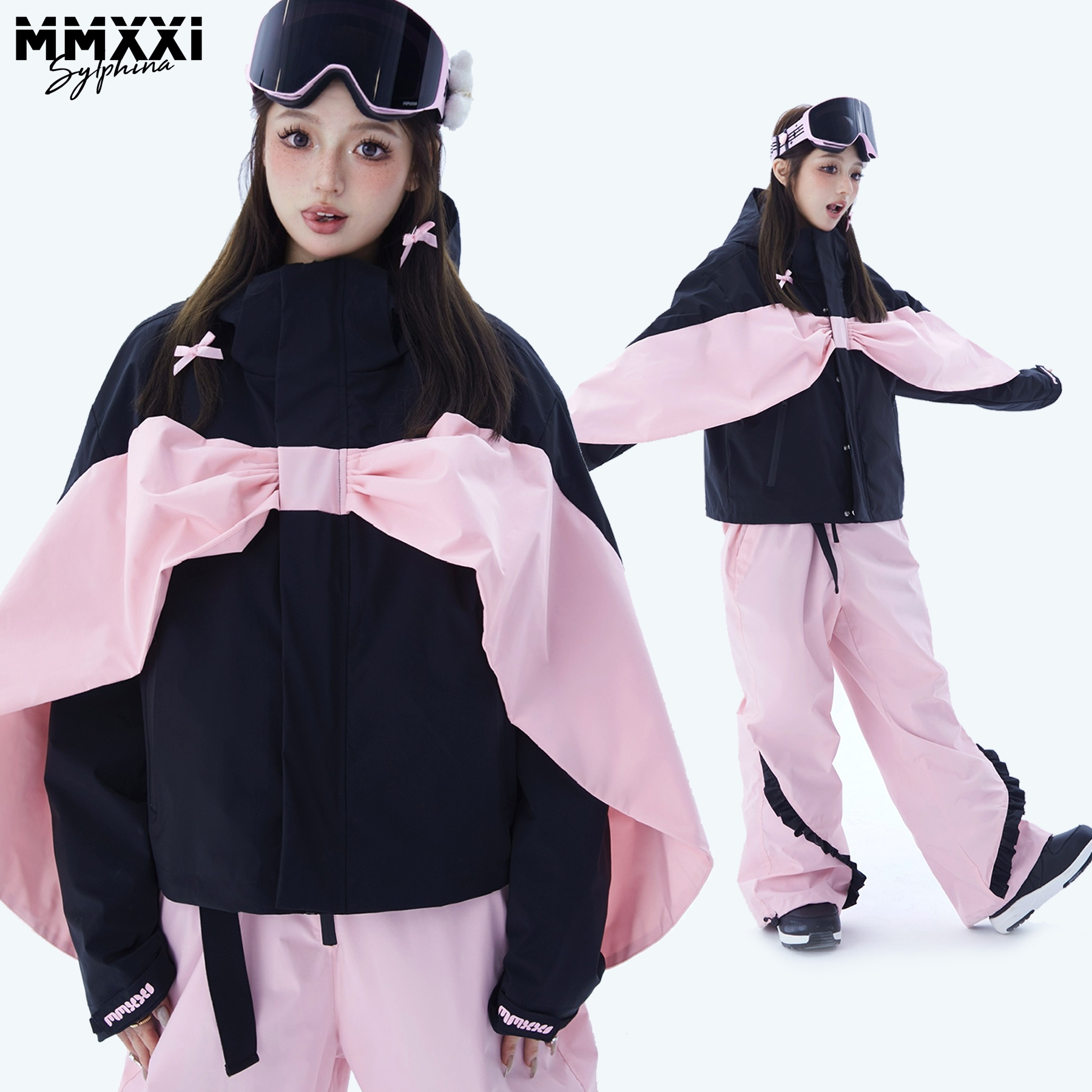 MMXXi【女神使命】粉色专业单双板防水滑雪服女款雪裤套装冲锋衣