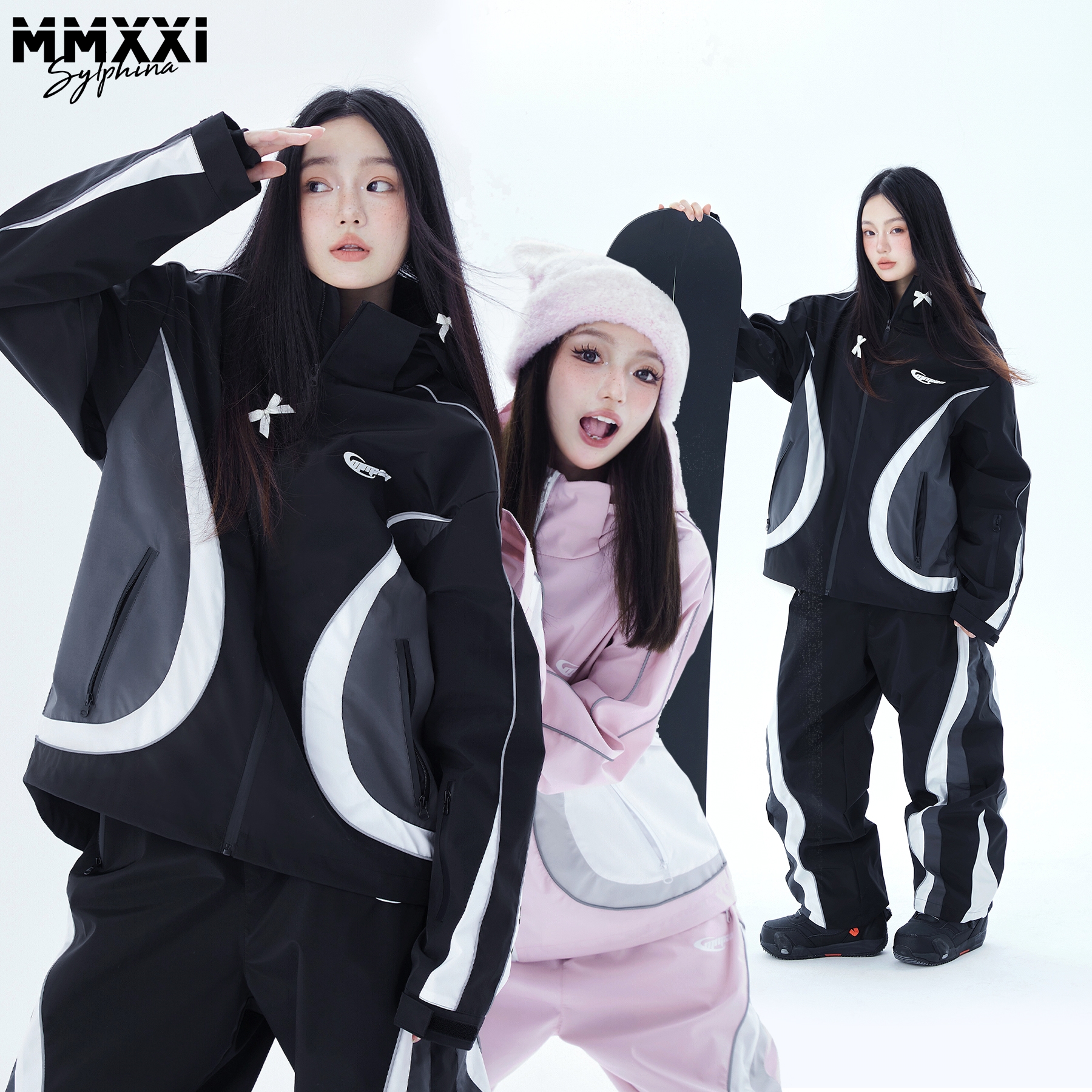 MMXXi【黑暗荣耀】黑色专业单双板防水滑雪服女款雪裤冲锋衣