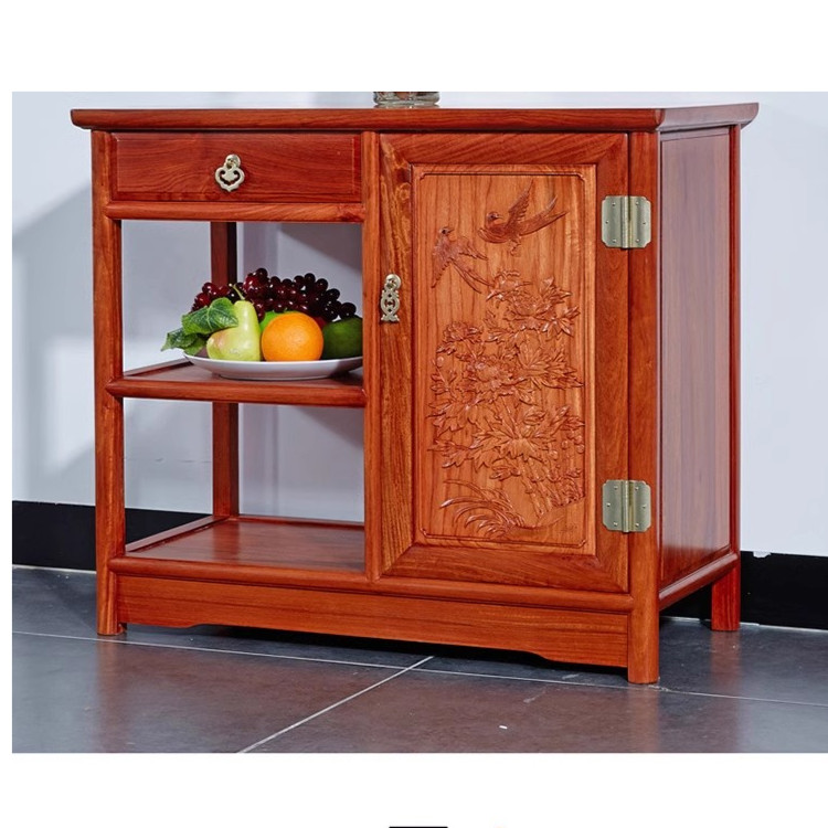 缅甸花梨大果紫檀雕花红木茶几茶柜新中式简约经典款简易家用