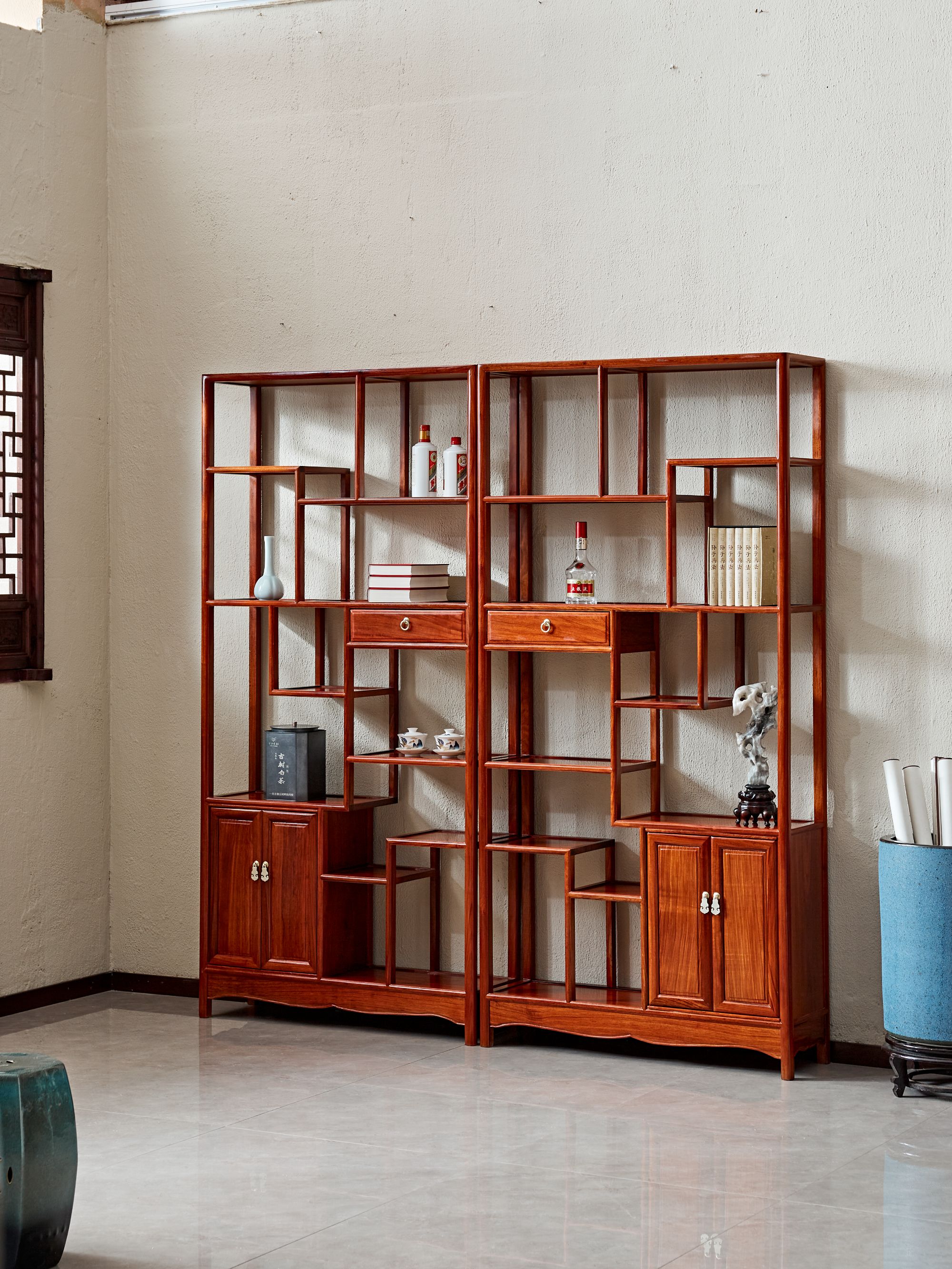 缅甸花梨大果紫檀博古架置物架多宝阁红木