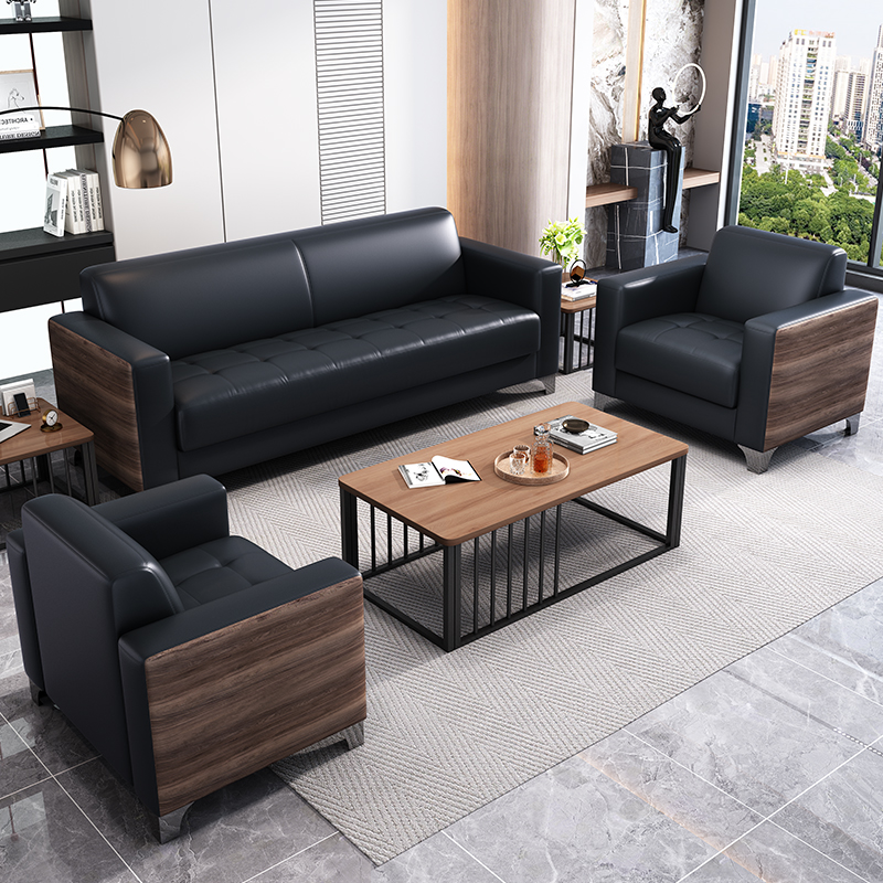 办公沙发商务接待新款中式结实网红办公室现代简约会客茶几组合