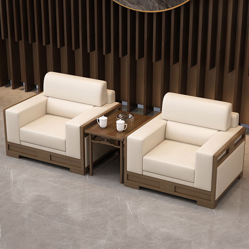 贵宾接待精选沙发现代简约办公室会客领导洽谈单人位沙发茶几组合