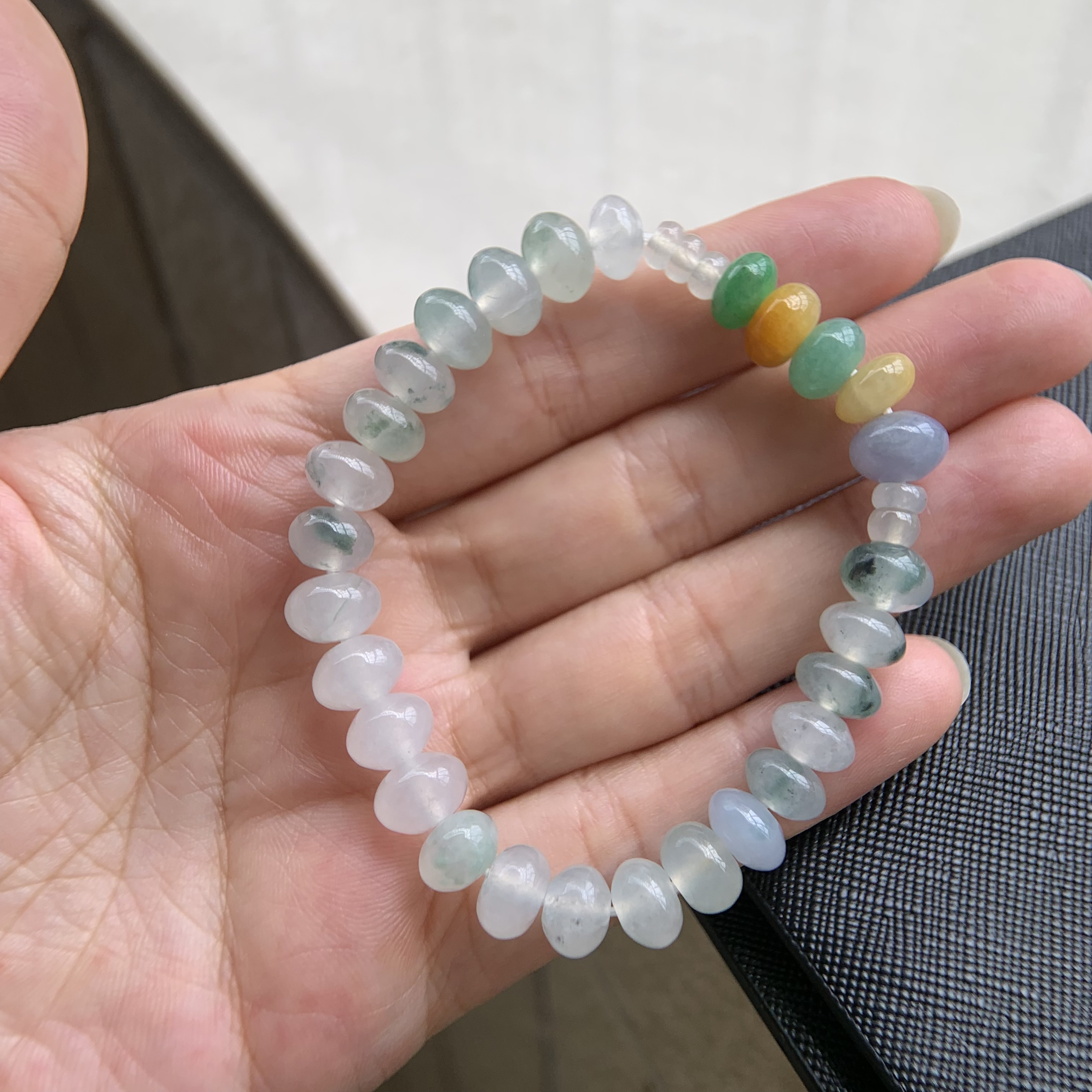 初夏翡翠  天然缅甸翡翠A货   高冰珠串  女款 百搭 素圈 清新 