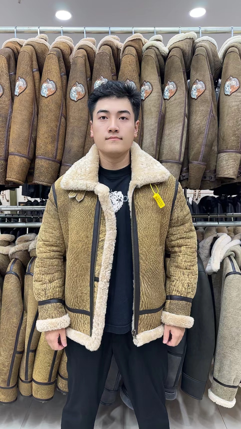 2024冬季新款羊皮皮毛一体水洗做旧工艺B3系列防寒保暖皮衣夹克