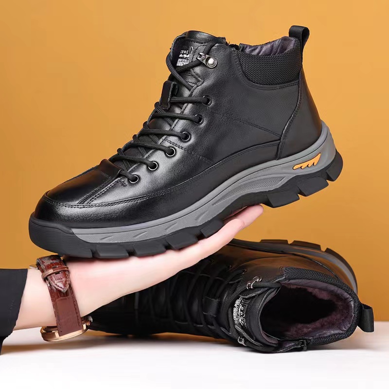 9805-1妞牛皮休闲厚底防滑羊毛保暖百搭男士英伦风冬季男鞋