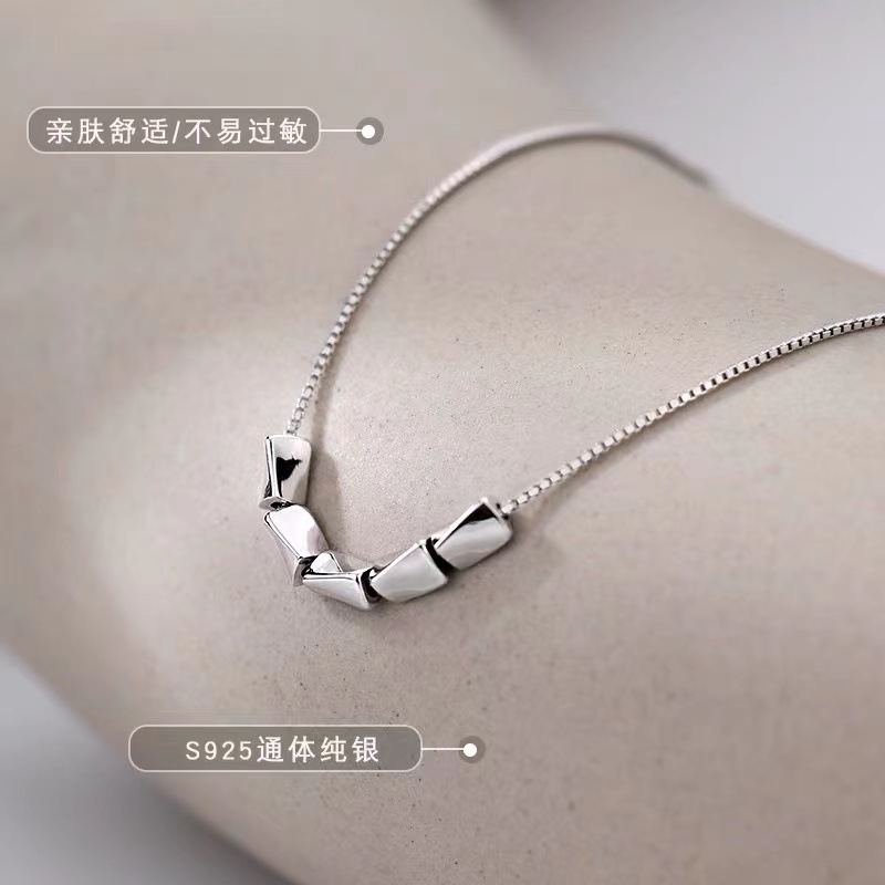 吊坠925银 925纯银转运珠项链ins冷淡风小众设计个性百搭简约时尚