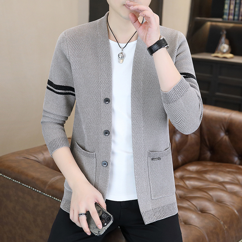 针织开衫男外套潮流百搭春秋季短款风衣毛衣长袖男士休闲上衣