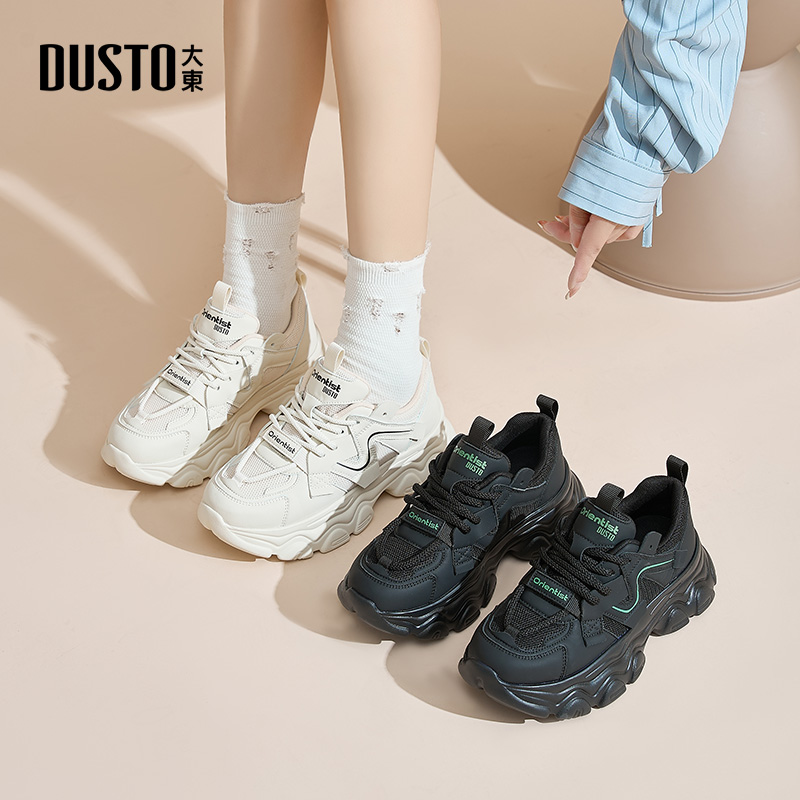 DUSTO/大东2024秋冬新款学生厚底增高网面运动鞋时尚百搭女鞋0300