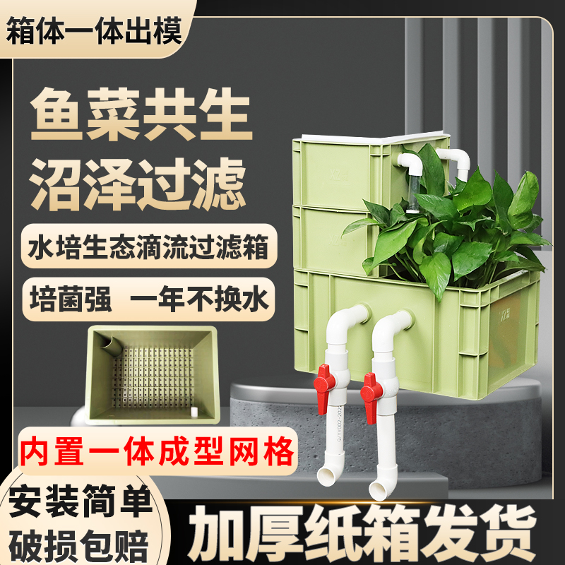 雄泽自制工业风周转箱过滤箱水循环沼泽生态过滤可水培植物过滤器