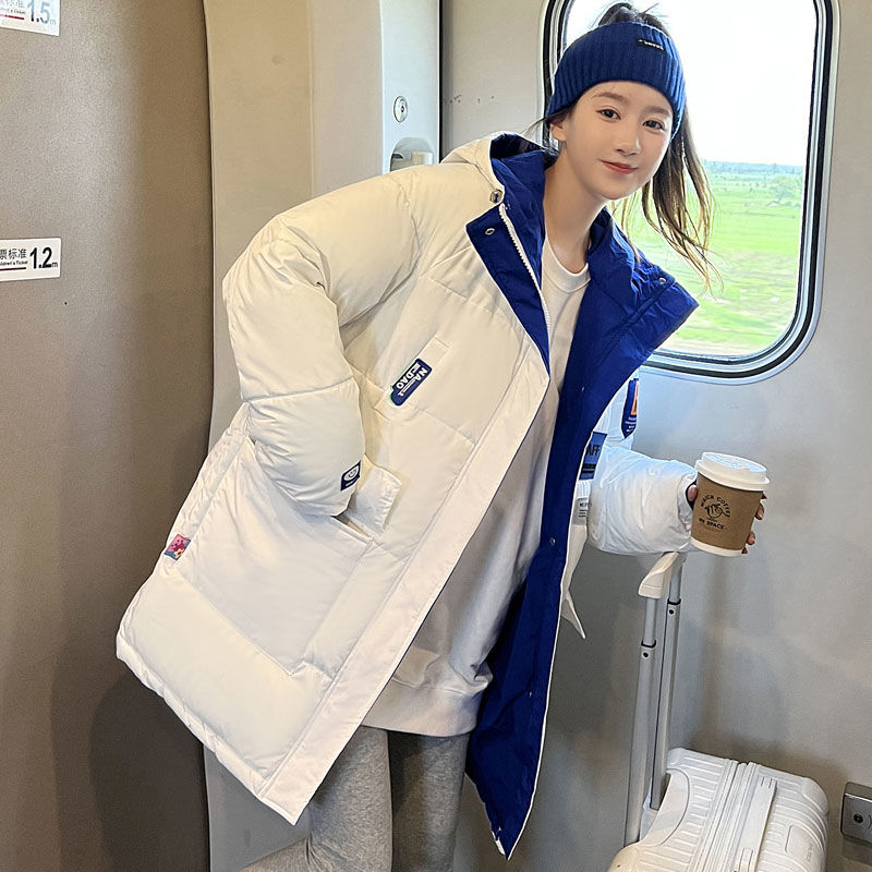 双面穿羽绒羽绒服女冬季中长款羽绒衣韩版宽松两面穿情侣款bf羽绒