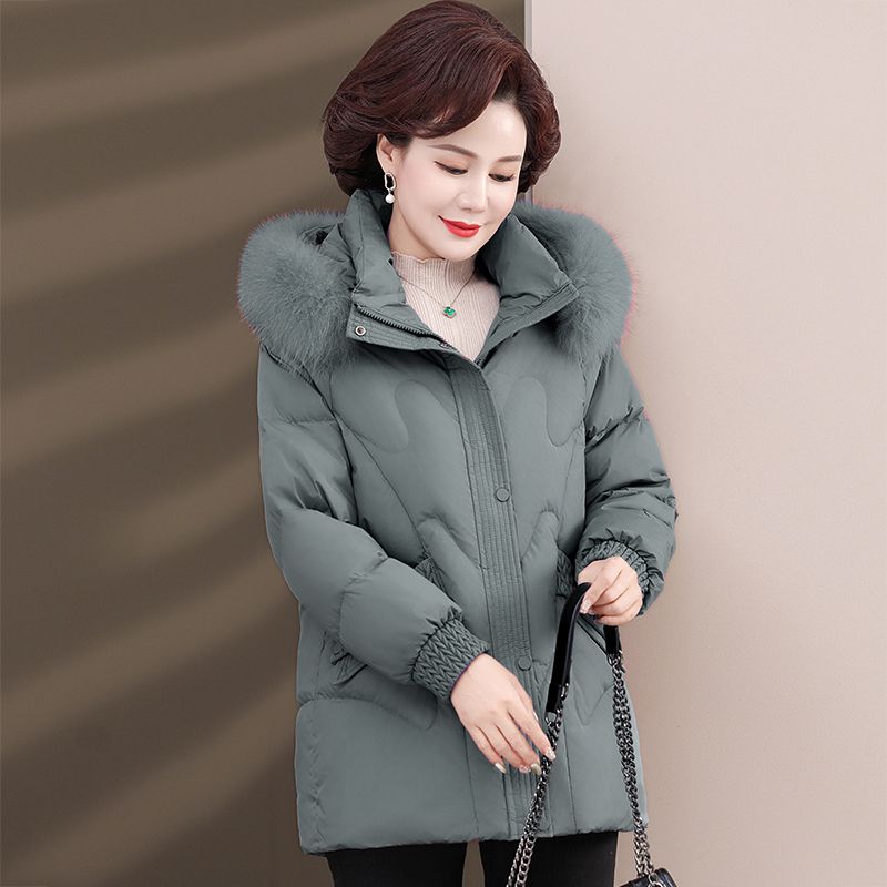 妈妈羽绒羽绒服短款洋气2024新款时尚中老年女冬季羽绒衣加绒加厚