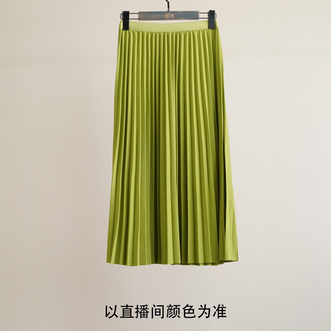【续吉出品】2661春夏新款百褶裙半身裙女温柔显瘦设计感气质裙子