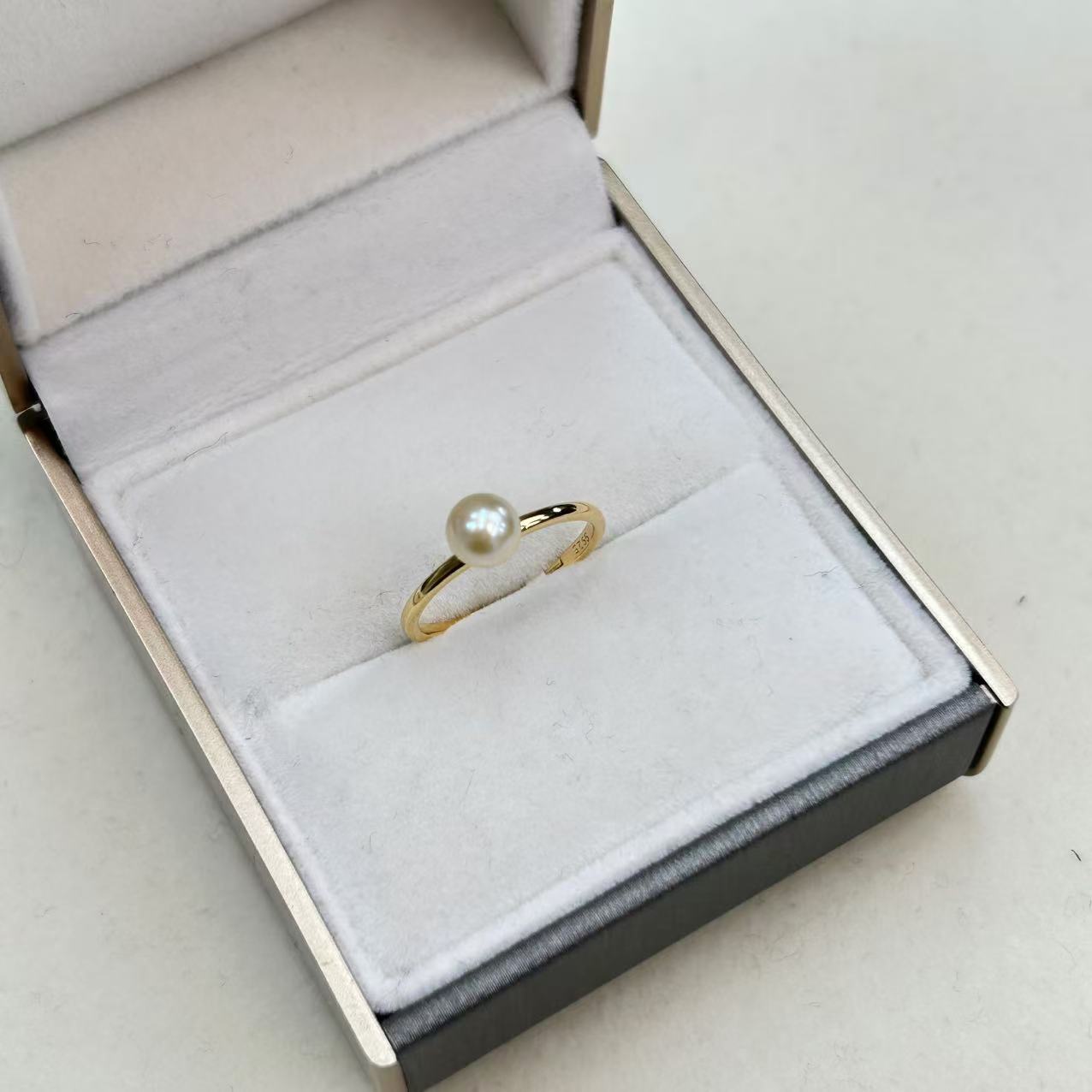 【睿泽鉴宝】S925银海水珍珠羽皇金戒指  5-6MM  ZY3974