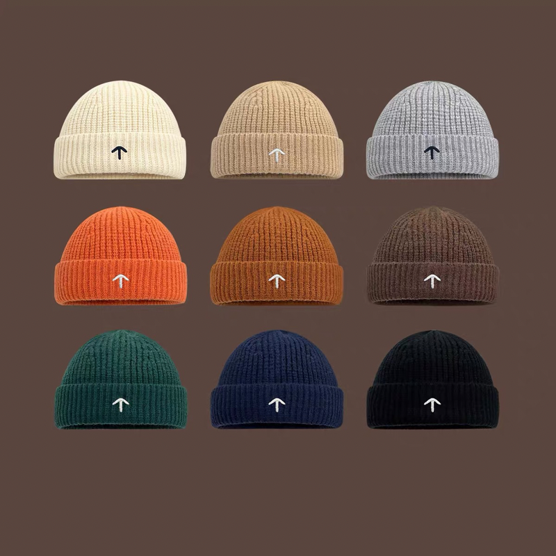 Supck日系复古箭头刺绣毛线帽子女冬季保暖百搭针织帽街头嘻哈瓜