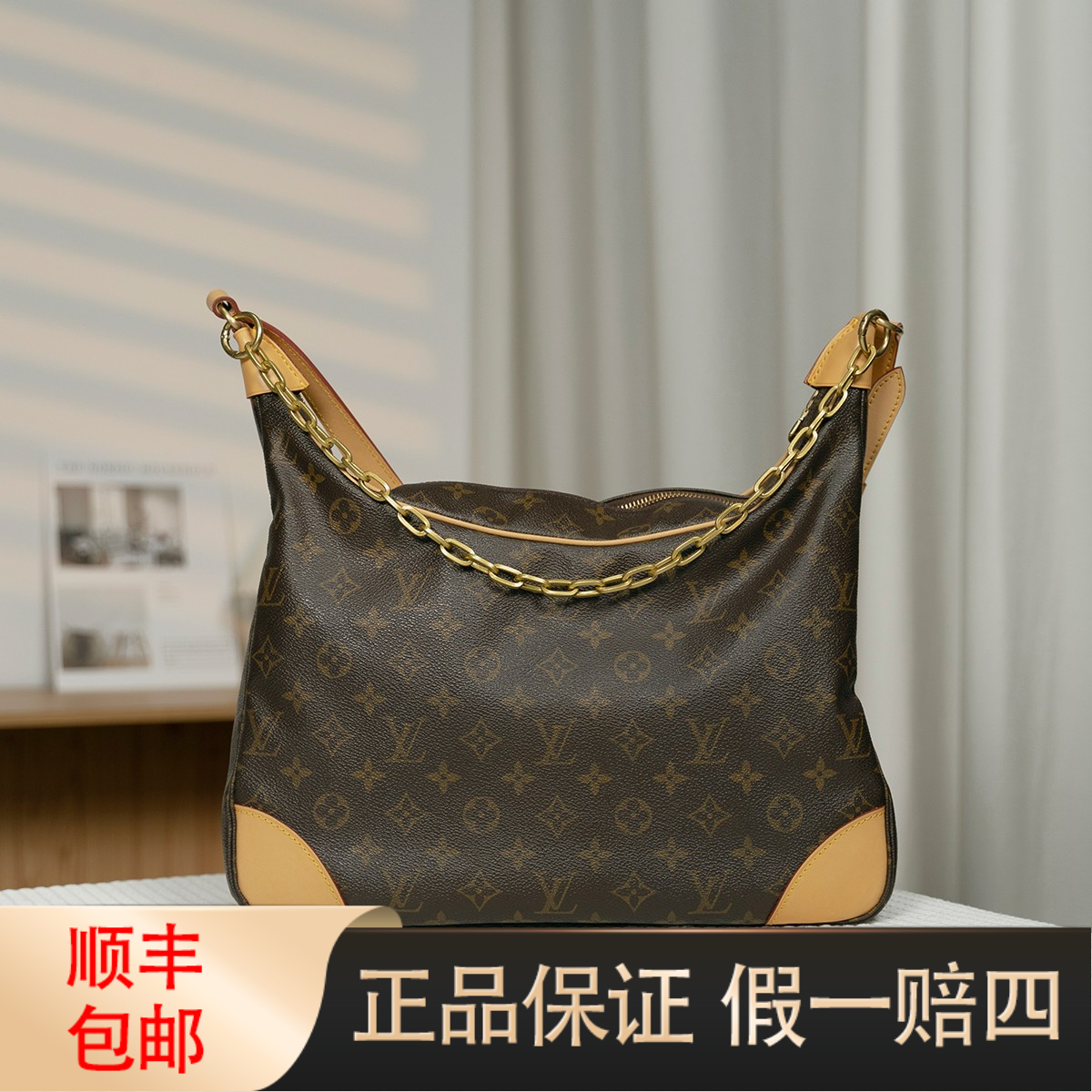 95新 LouisVuitton/路易威登 中古牛角小号 经典老花单肩包全原