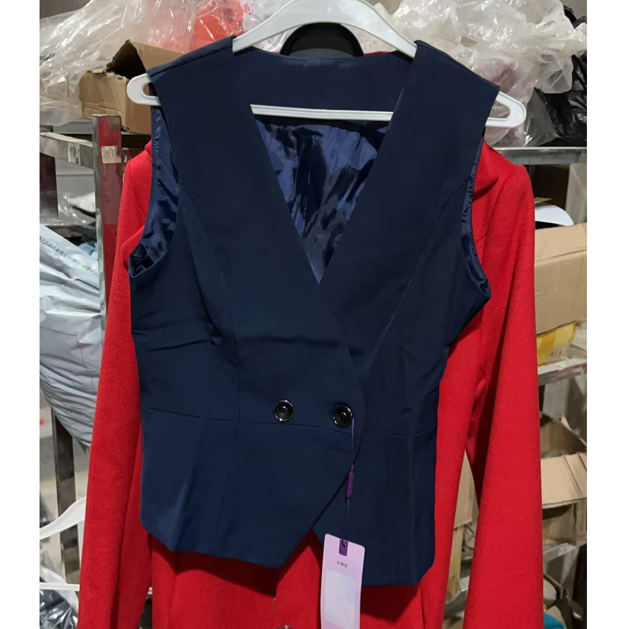 【断码】两扣马甲蓝色新款