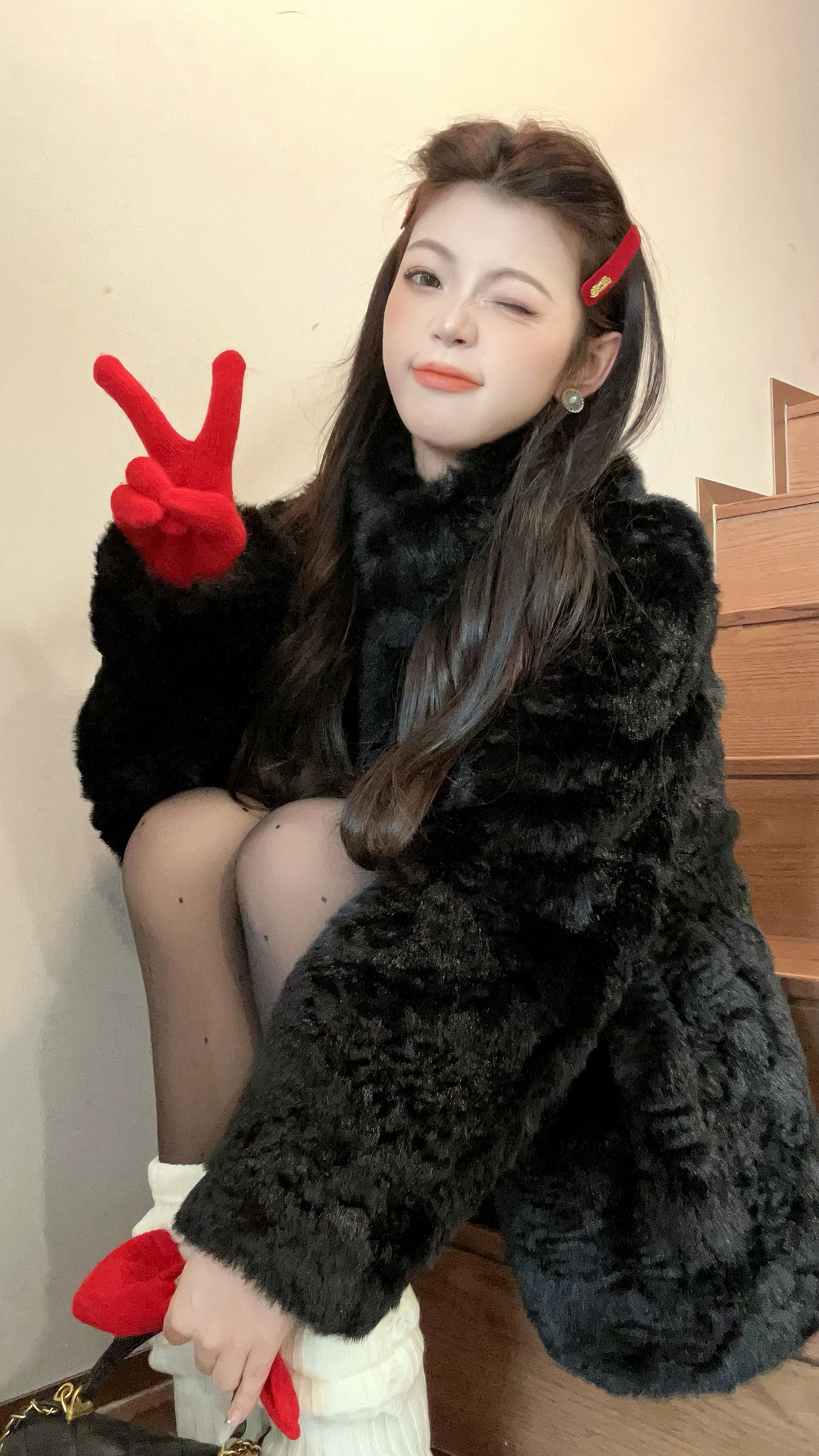 区别low货 富人区2.0 环保皮毛一体毛毛外套女冬立领加厚毛绒大衣