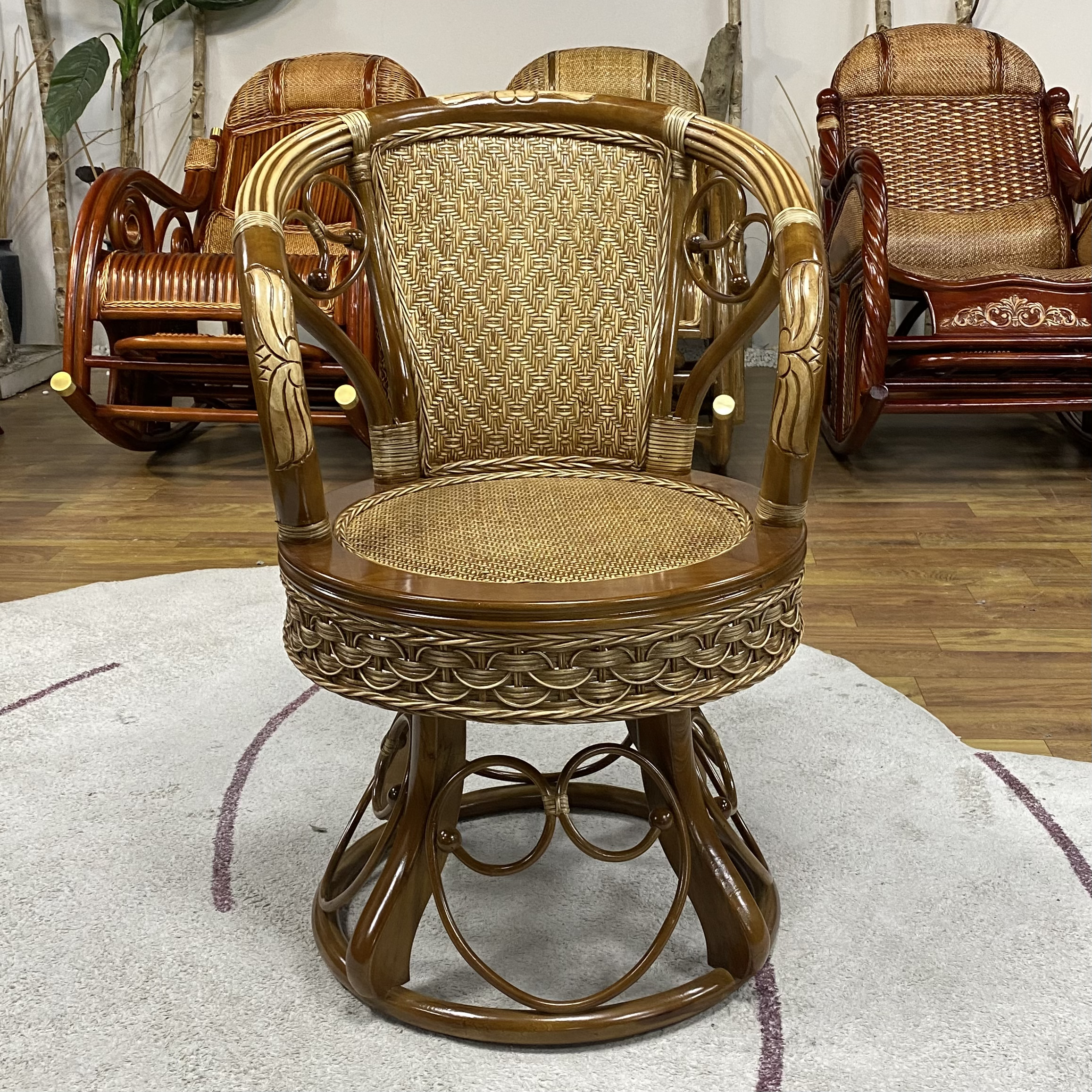 藤椅茶几三件套手工天然真藤休闲椅组合阳台桌椅802家用小藤椅