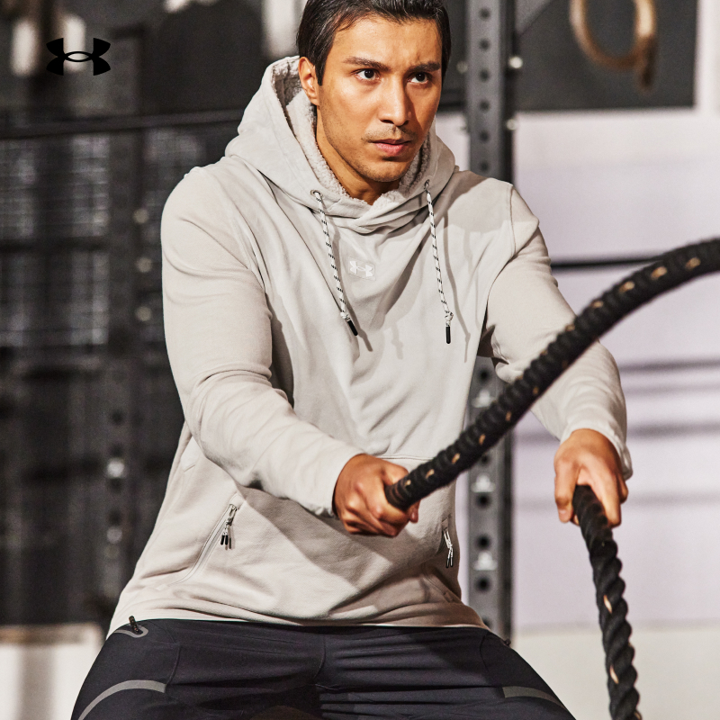 UA安德玛连帽卫衣男装秋季跑步健身套头衫休闲训练运动服 1373874
