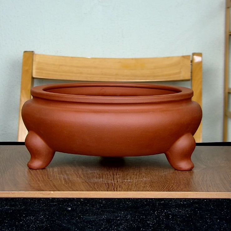 内口径21*7.5cm紫砂红清水三足香炉大号花盆