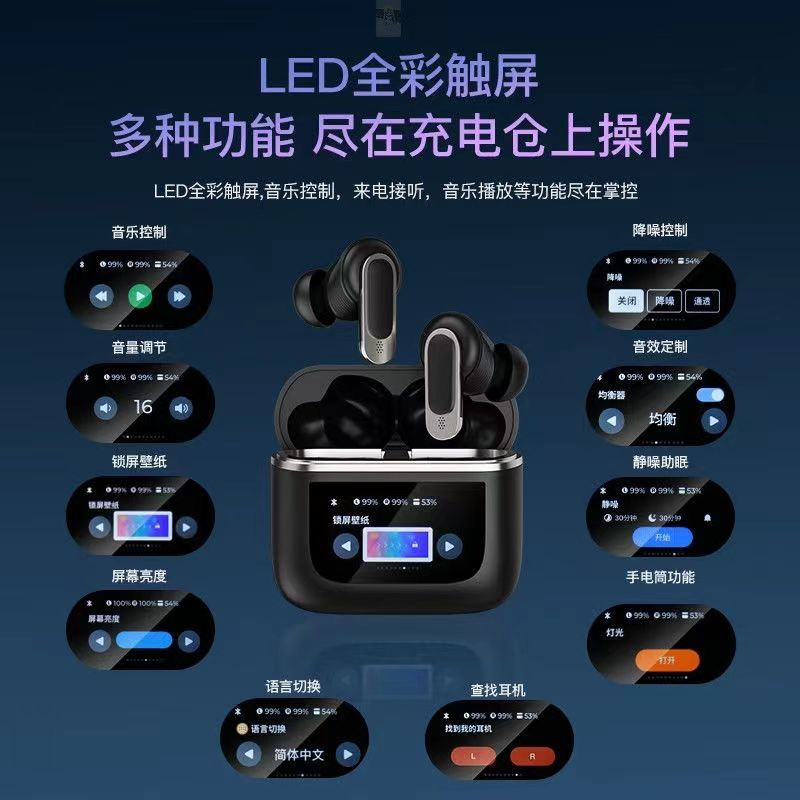 2024新款华强北蓝牙耳机无线智能入耳式主动降噪运动适用苹果安卓