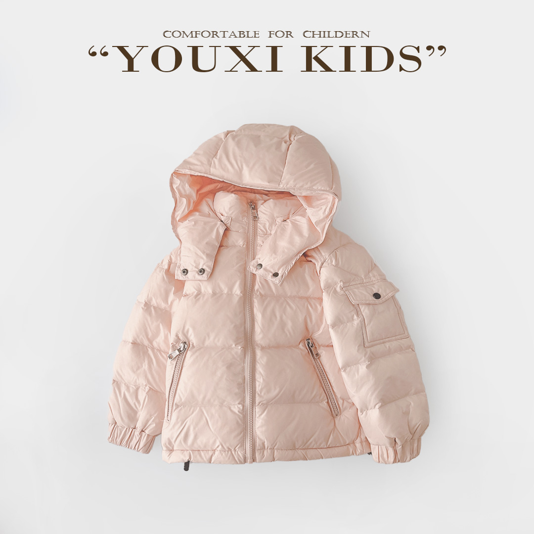 现飞飞家·糯米团新款冬季女童90白鸭绒连帽可拆珠光羽绒服 FF2404