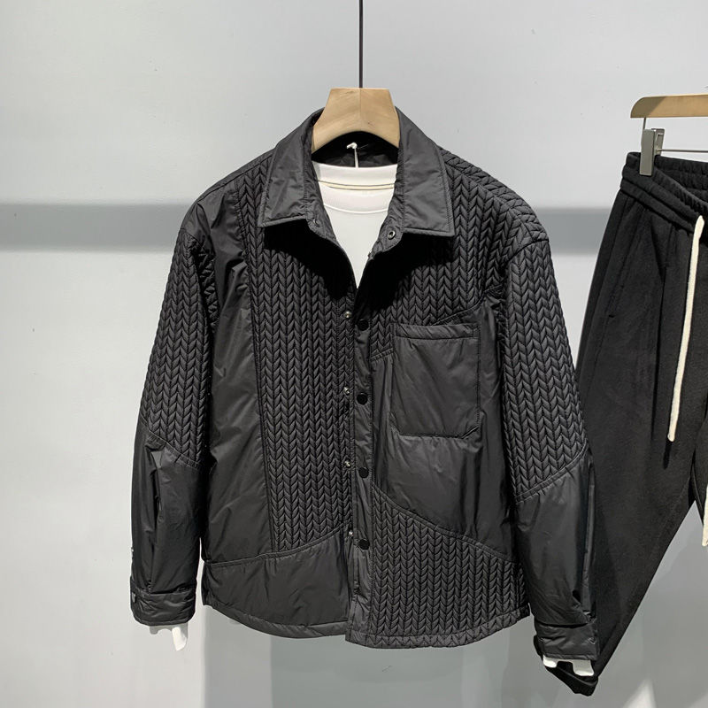 羽绒服日系潮款男青年休闲百搭设计感麦穗拼接外套秋冬季高品质修