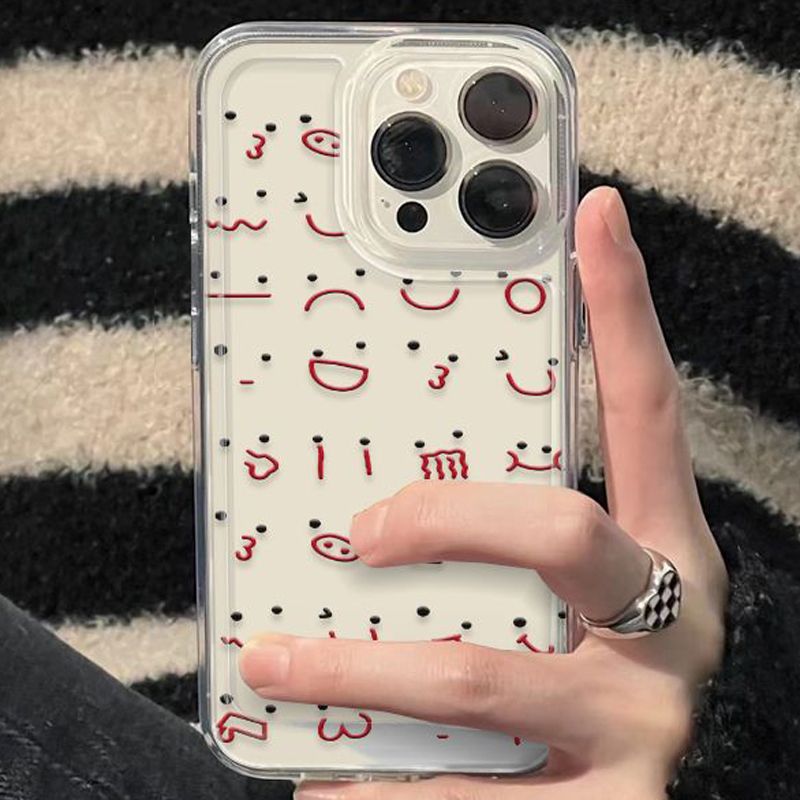 简约表情苹果15ProMax手机壳iPhone14新款13硅胶12简约11软壳X女8