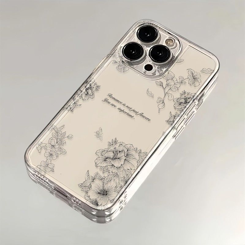 满屏鲜花苹果15promax手机壳iPhone14新款13透明12简约11软壳x女8