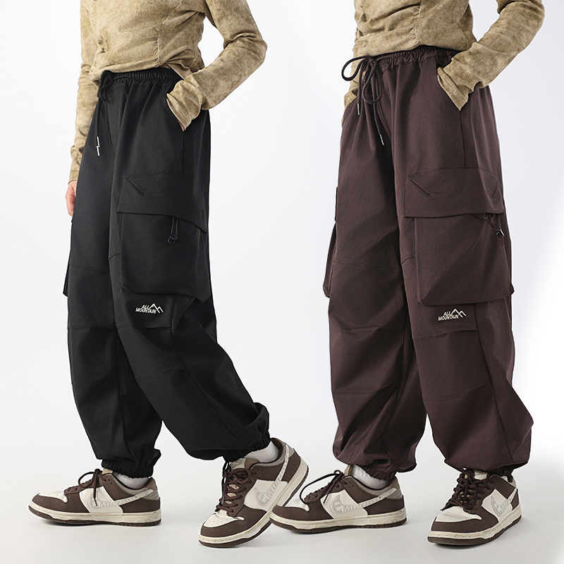 女童青少年工装裤春秋装新款加肥加大码宽松休闲初中生女孩束脚裤