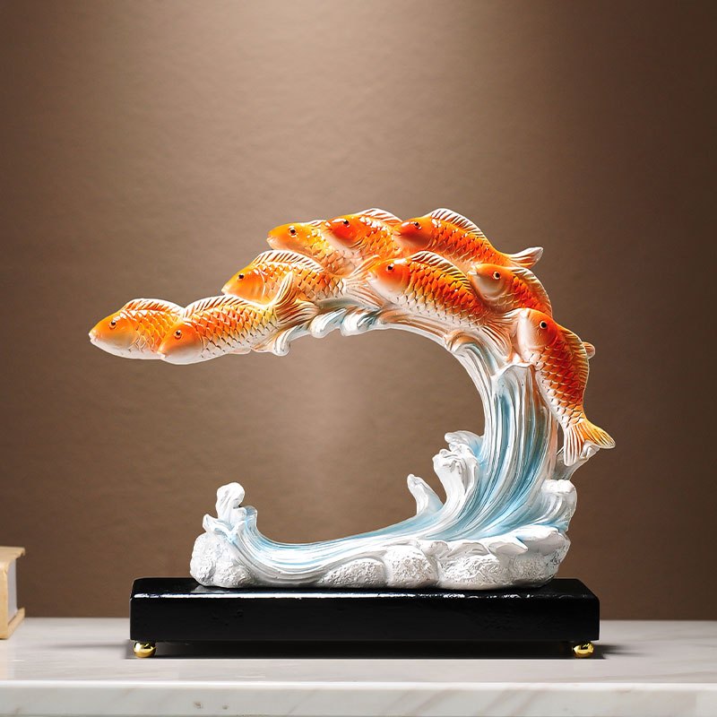 年年有余办公室锦鲤桌面摆件玄关酒柜新中式如鱼得水装饰开业礼品