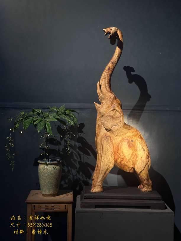 根雕艺术纯手工镂空雕刻香樟木人物摆件客厅茶室酒店民宿装饰